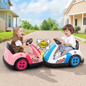 12V Kids Bumper Car with Big Wheel, 2.2 Mph Max,Ride on toys for Toddlers with Remote, Baby Bumping Toy Car with DIY Stickers,360 Degree-Spin, Music, Bluetooth,LED Lights