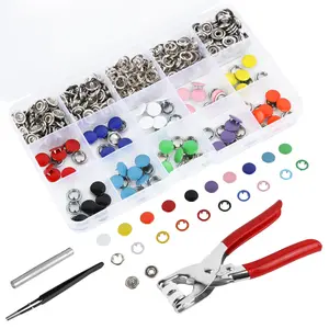A Set of 200 Pcs Metal Press Stud with Pliers,10 Colour No Sewing 9.5 mm for DIY Crafts Youth's Clothing Bags,Grommet Tool Kit,Halloween Christmas Party Gifts,Tools & Hardware