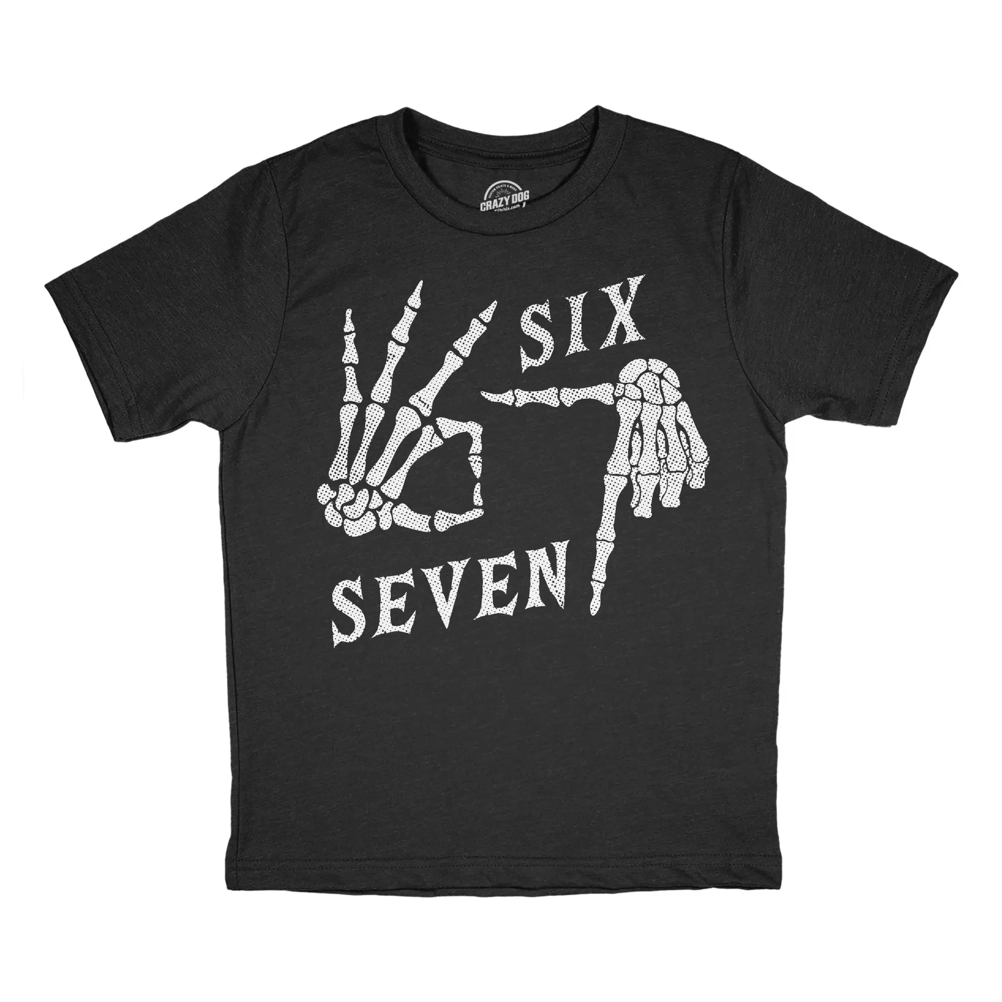 Youth Funny T Shirts 6 7 Skeleton Hands Sarcastic Viral Meme Graphic Novelty Tee For Kids Funny T Shirts Funny Meme Short Sleeve Novelty Tees for Kids Black - 6