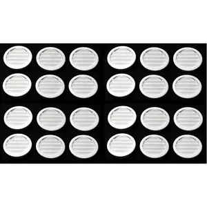 2.5" Round Plastic Louver Soffit Air Vent Reptile Screen Grille Cover (24 Pack, White)