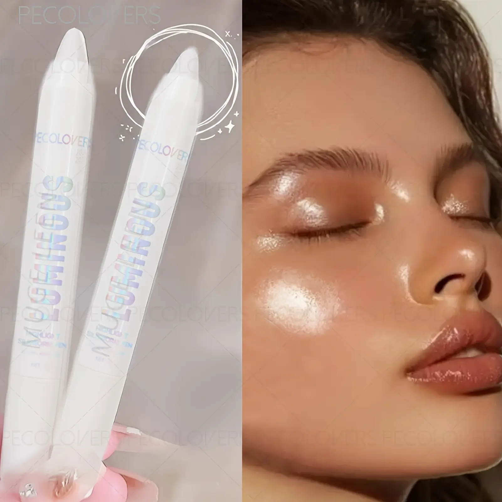 1 Pcs Multi-use Highlighter Pencil Eyeshadow Stick, Brightening Eye Cheek Lip Lying Silkworm, Created Shiny Eye-catching Water Gloss Makeup Look, Long-lasting Waterproof Highlighter Smooth Application