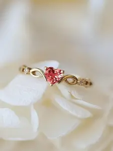 Women's Elegant Rhinestone Decor Heart Design Promise Ring, 1 Piece Trendy Exquisite Engagement Ring, Chic Fashionable Dainty Jewelry As Gift for Girlfriend, Wedding Promise Rings