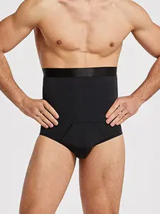 Men's Abdominal Support Shapewear Waist Compression Triangle Underwear, Anti-Slip Waistband, Boost Confidence, All Seasons, Plain Pattern