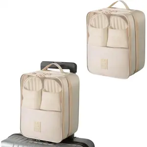 2 Pack Travel Shoe Storage Bags, Large Capacity Hold 3 Pairs Shoes, Portable Luggage Shoe Organizer for Daily Trip