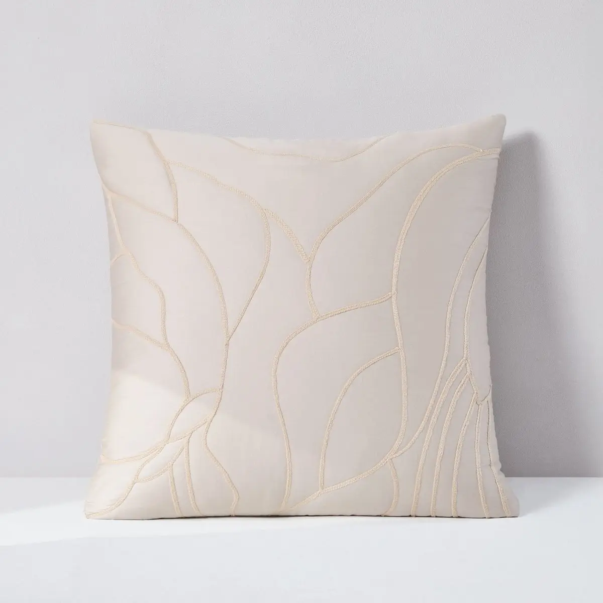Lush Decor x Chuks Collins Kinoko Embroidered Cotton Cushion Cover, 20x20in Quilted Twill Weave Modern Texture, Zipper Closure, Spot Clean, All-Seasons Accent for Bed/Sofa, Bed/Sofa/Chair
