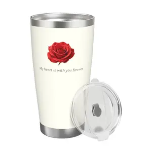 TikTok Romantic Red Rose Tumbler - "My Heart Is  You Forever" 20oz Stainless Steel Travel Mug  Lid & Straw, Perfect Gift for Her (Anniversary/Valentine's/Birthday) with