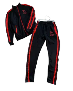 Blessed Brand Tracksuit with Red Accents, Hooded Design, and Logo Patch, Ideal for Various Outfits