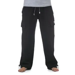 Men's Heavyweight Cargo Sweatpants Cargo Pants 6 Pockets Casual Fleece Loose Fit Hip Hop Harem Polyester Black Beige Plain