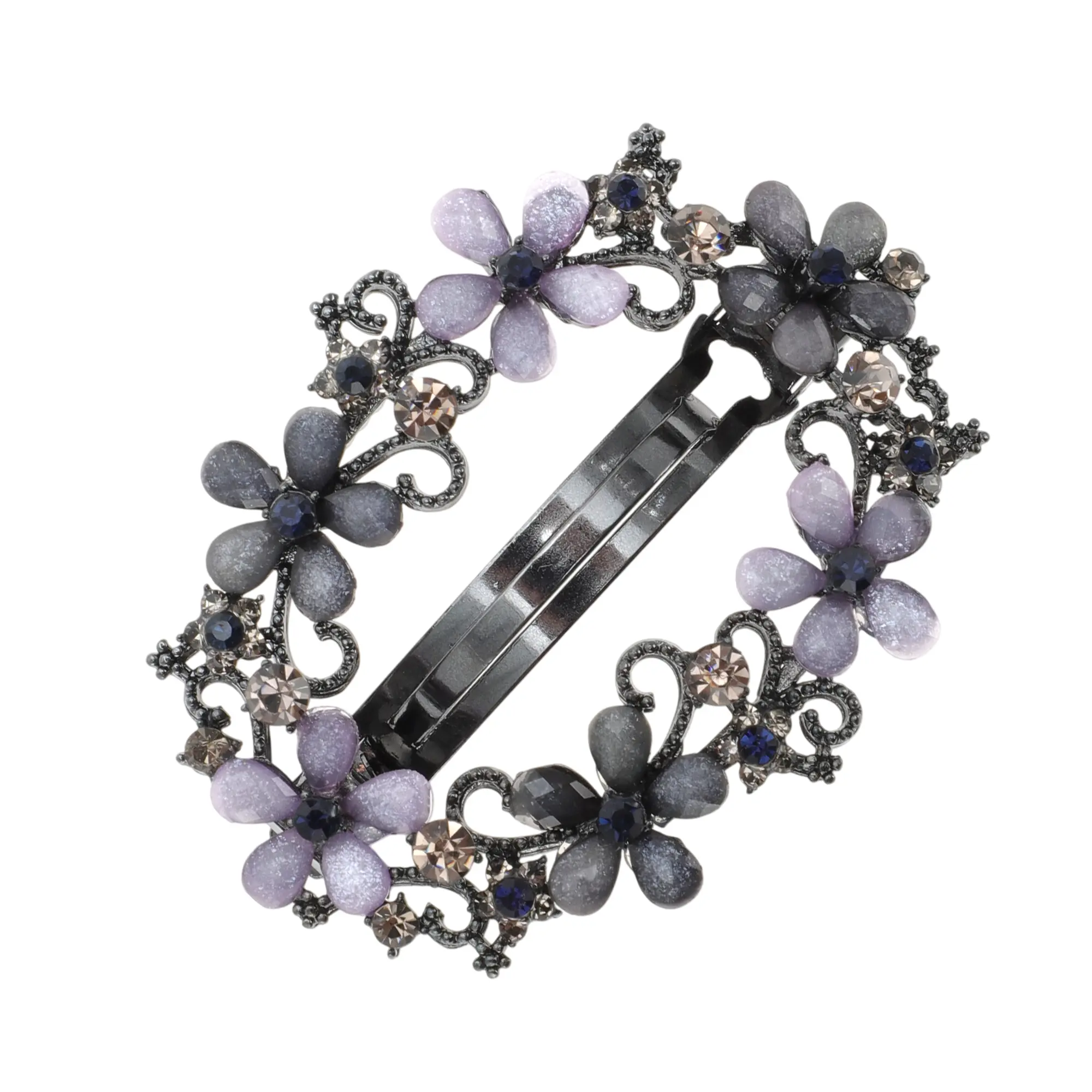Unique Bargains Hollow Flower French Barrette Hair Clips for Home Black Blue Pink 1 Pc