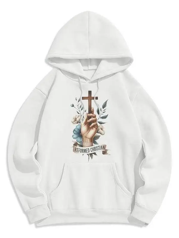 Reformed Christian Faith Hoodie, Classic Colored Fleece-Lined Polyester Pullover Sweatshirt, Religious Graphic Streetwear Gift for Believers