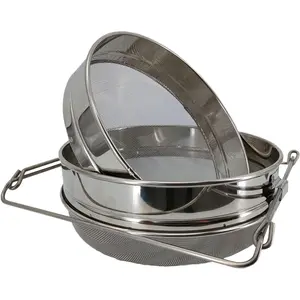 Honey Strainer for 5 Gallon Bucket Stainless Steel Double Sieve Honey Filter Strainer for Clean Honey with Up to 16.5 inches Extendable Arms
