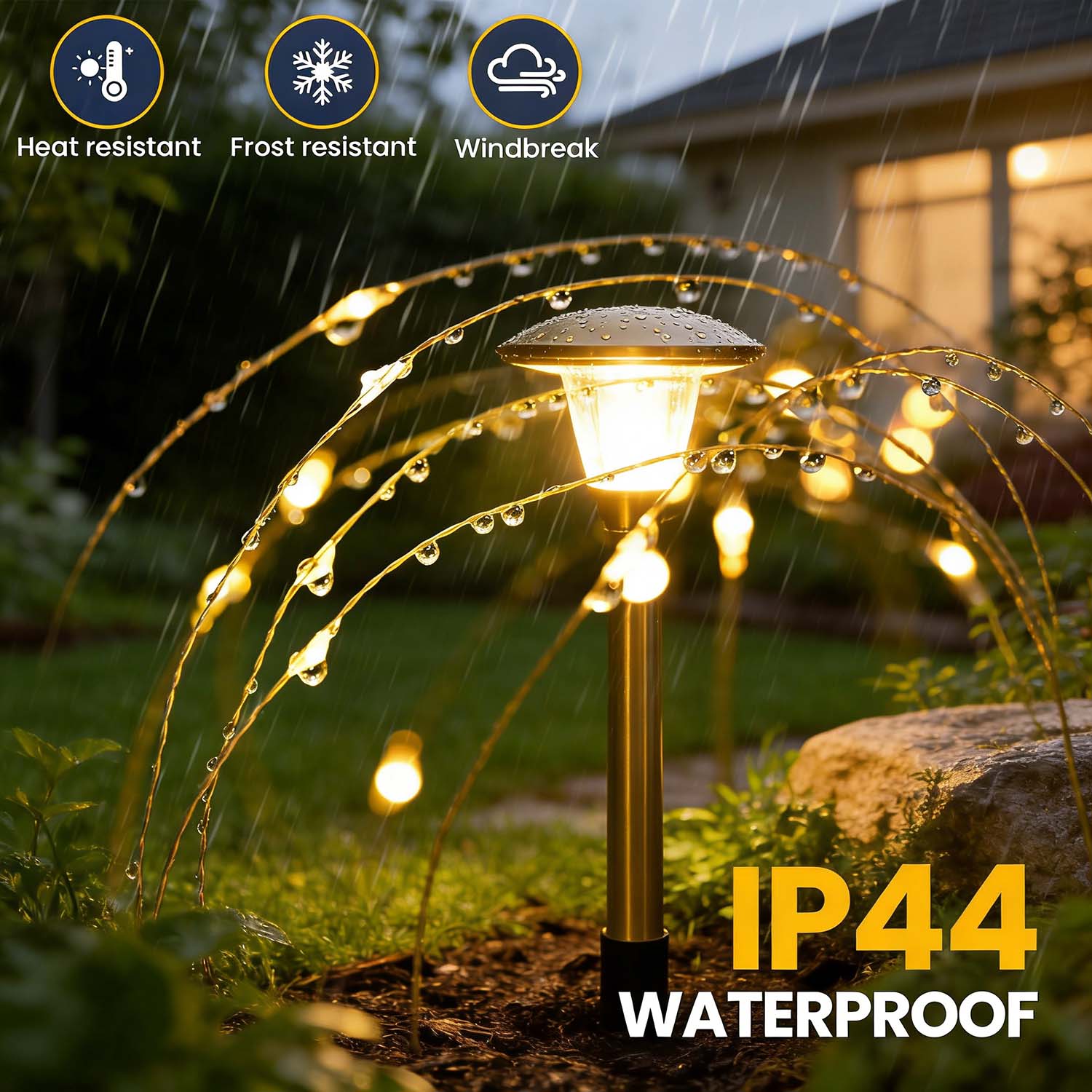 120 LED Solar Garden Lights 2 Pack, Fairy Firework Decorative Outdoor Lights, Solar Powered Warm White Lighting for Yard, Pathway, Flowerbed, Planter, Balcony, Patio & Christmas Decor