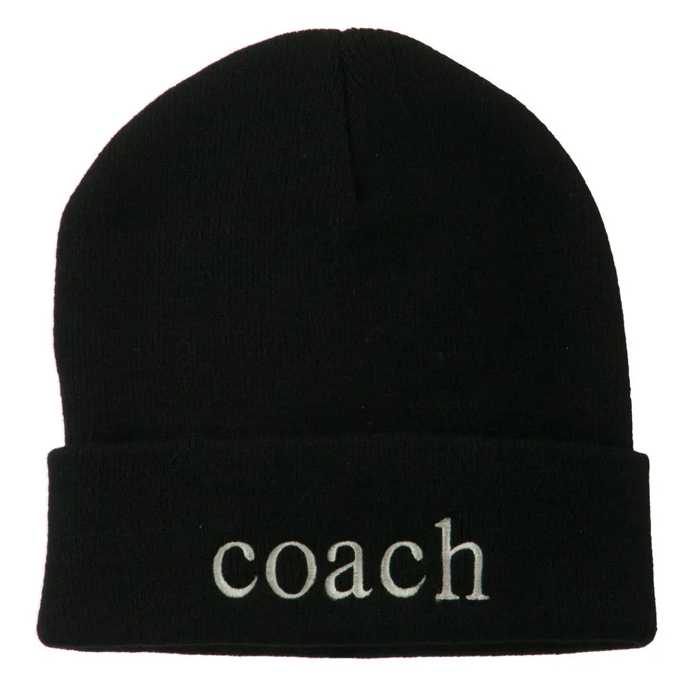 Athletic Coach Embroidered Long Beanie - Unisex, Fall/Winter Season, 100% Acrylic Material