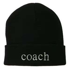 Athletic Coach Embroidered Long Beanie - Unisex, Fall/Winter Season, 100% Acrylic Material