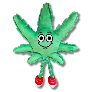 PAW:20 MJ Leaf Dog Toy - Built-in Squeaker and Crinkle Paper - Unique Gift - Perfect for Fetch and Funny Photos - Shelf Sitter with Dangling Legs