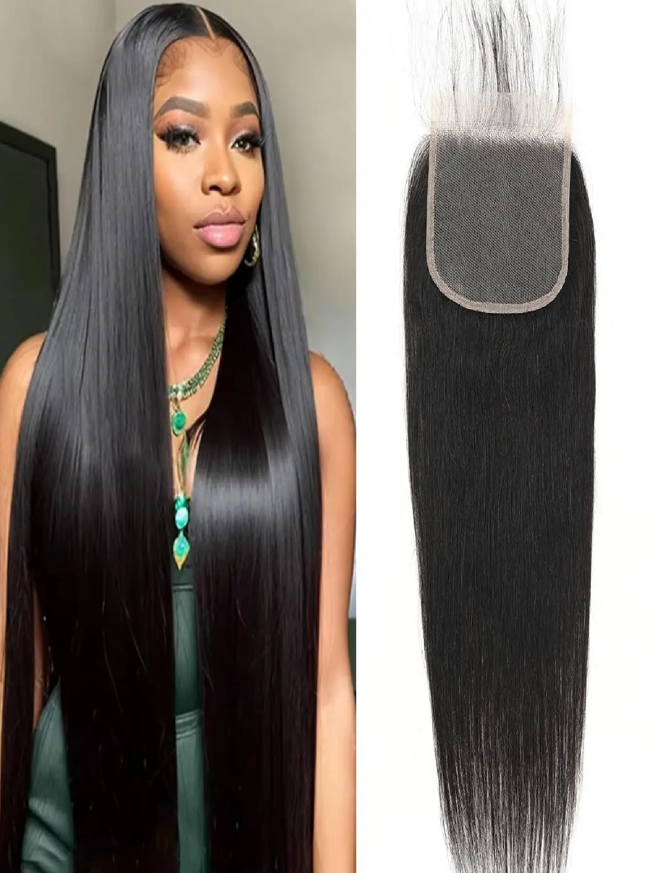 5x5 HD Transparent Skinlike Lace Closure 5x5 Human Hair Straight Brazilian Lace Closure 12A Raw Virgin Free Part Closure Ultra-thin Real Human Hair Pre Plucked Closure Natural Black