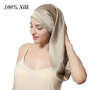 100% Silk Sleeping Hair Cap Long Hair Night Silk Sleep Cover for Women for Hair Care 16 Momme Haircare Heatless