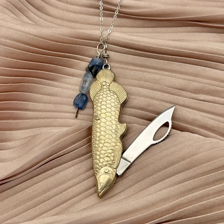 Steel Fin Necklace-Blue Kyanite