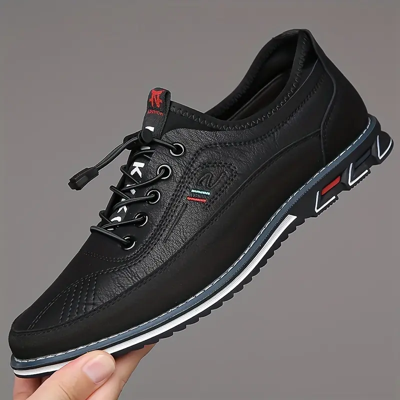 Men's PU Casual Faux Leather Slip-On Loafers - Black with Red Accents, Round Toe, Letter Print, Lightweight, Soft Faux Fur Lining, Breathable, Rubber Sole, Chain Detail, All-Season Daily Outing Driving Shoes, Fathersdaygift