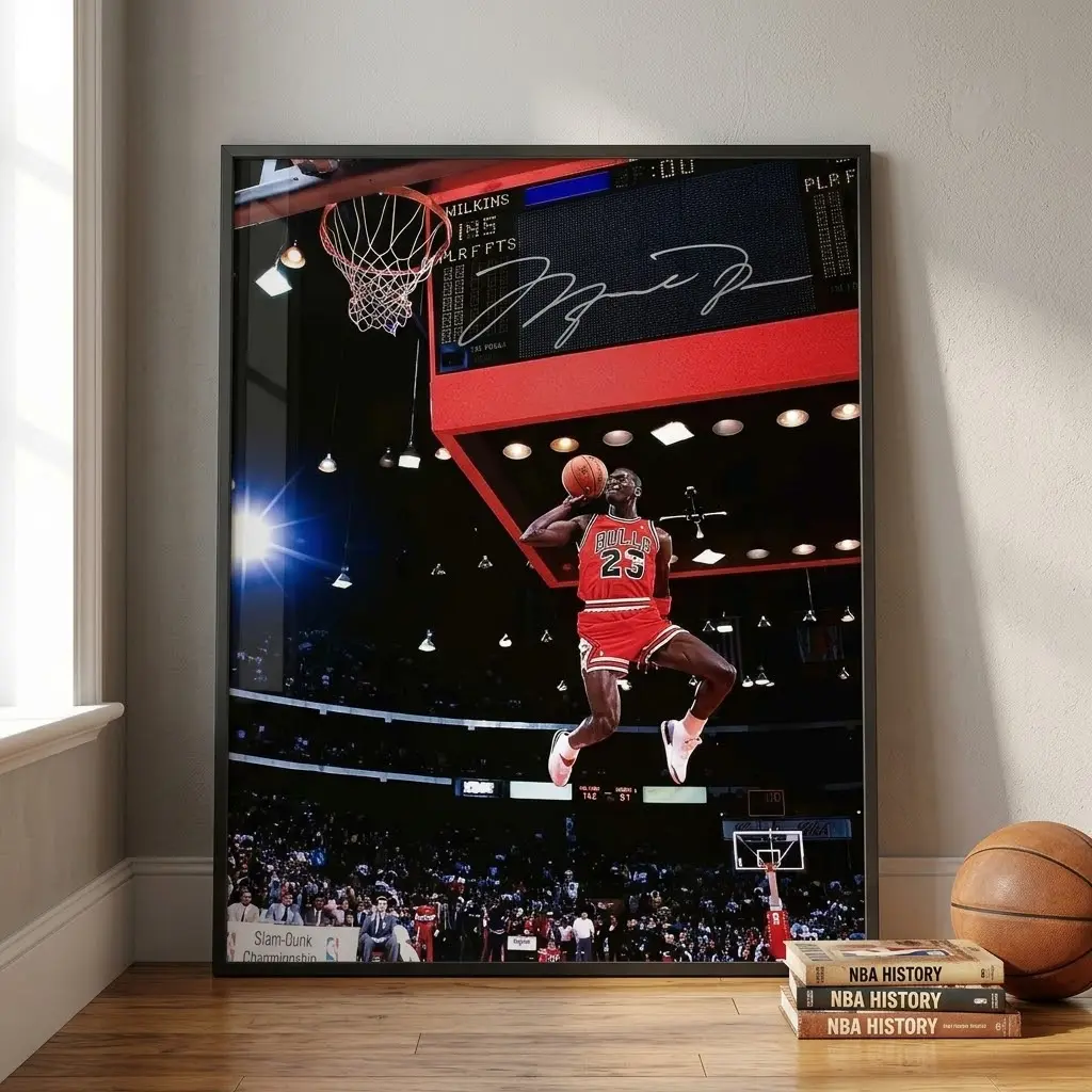 Michael Jordan 1988 Slam Dunk Contest Poster Chicago Bulls Air Jordan Posters, Home Decor Gift