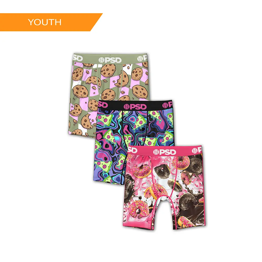 PSD Youth Boys Gamers Food Boxer Brief 3 Pack - Soft, Breathable and Stretch Comfortable Underwear