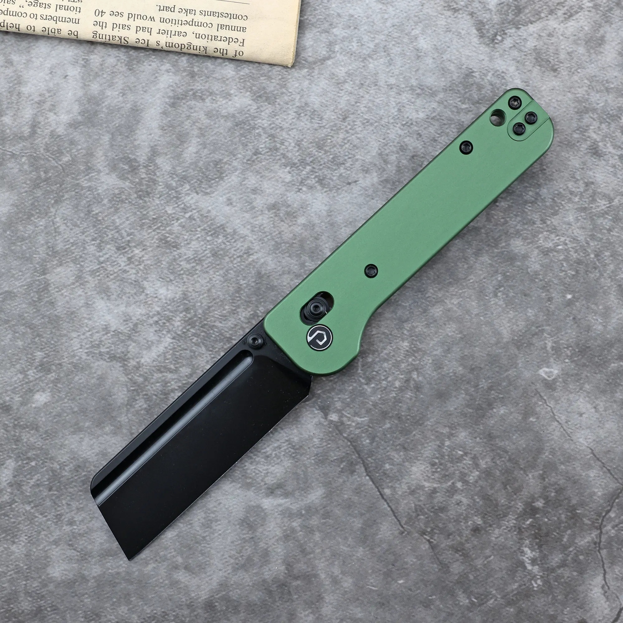 DEFCON Knives TD022 DBAR Pocket Knife for Adults, 7.5" Survival Equipment with Sandvik 14C28N Steel Sheepfoot Blade, Ambidextrous Crossbar Lock for Hiking & Bushcrafting, Outdoor Folding Tool, Foldable, Aluminium