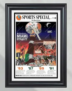 1991 Miami Hurricanes 'Miami Dynasty' National Champions Unframed Poster - College Football History Newspaper Print - The U Wall Art - Retro Sports Decor