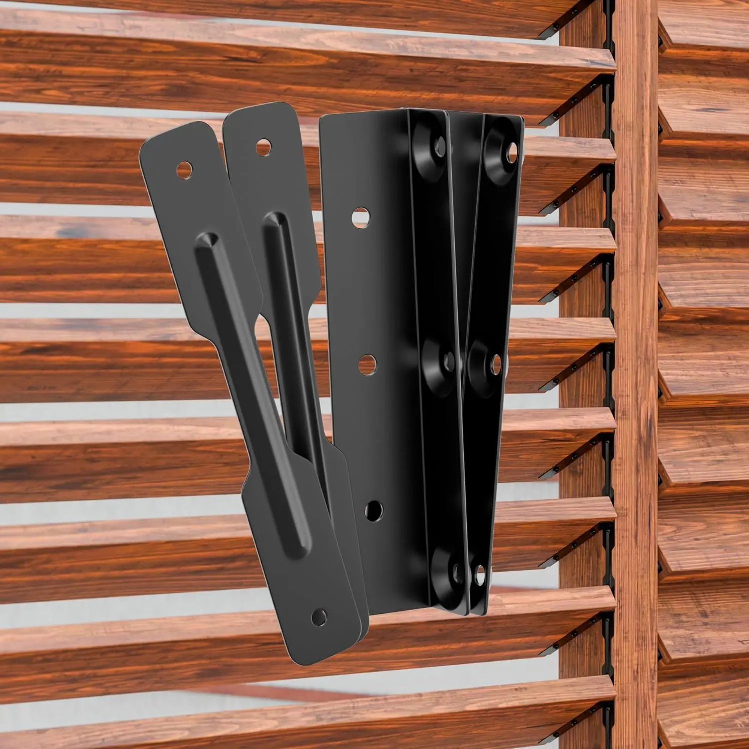 Metal Deck Sunblind Privacy Louver Bracket Hardware Kit - Affordable, Adjustable Mounting, Clean Look, for Custom Wood Blinds, Steel Pergola Louvered Screens, Deck & Gazebo Use, Holds Up to 11 Boards