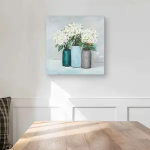 212 MAIN Artistic Floral Aluminium Metal Print Wall Art, 16x16 in - Lightweight Blue Vase Hydrangea Decor, Nature-Inspired Bedroom Wall Decoration, Unique Artwork Ideal Gift
