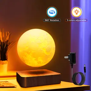 Levitating Moon Lamp, Magnetic Floating Moon Lamp Spinning Luna Night Light with 3 Color Modes, for Home Office Desk Decor, Bedroom Unique Lamps, Cool Tech Gadgets Gift, Lamp For Bedroom, Table Lamp For Bedroom, Lamps For Bedroom