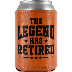 Retirement Gifts for Men 2026 - "The Legend Has Retired" Leather Can Cooler Sleeve Holder 12oz - Perfect Gift for Dad, Husband, Grandpa, Coworkers - Best Retirement Gift for Him
