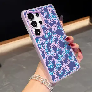Blue Leopard Print Phone Case For Samsung Galaxy S25 S24 S23 Ultra - Stay Clear Anti-Yellowing |  Soft TPU Bumper Cover, Ultra-Thin Shockproof Protection, Precise Fit Minimalist Jelly Case Gifts for Men Women