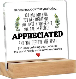 Inspirational Gift Ideas - Thank You Gifts for Women Men Friends - Appreciation Gifts for Coworker - Motivational Quote Clear Desk Sign Decor Home Office Desk Decor (4 X 4 Inches) GTGIC