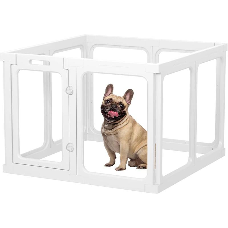 Gardner Pet Clear Acrylic Dog Playpen Planes Transparent Indoor Fence Sturdy Pet Pen for Puppy Small Dog Rabbit Pig Easy Assemble Cleaning Plastic Whelping Box Enclosure