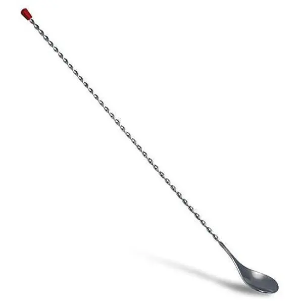 BarConic® Red Knob Stainless Steel Bar Spoon - Attractive, Stylish Solid Metal Cocktail Mixing Utensil with Twisted Stem for Better Grip, Size Choice of 40cm & 50cm Lengths for Bar & Kitchen Use