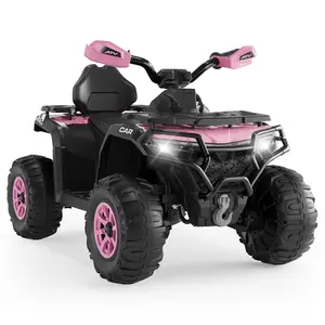 12V Kids Ride On ATV Car with Parent Remote, Off-Road 4 Wheeler w/ Suspension, LED, Bluetooth, USB, Music & Lights