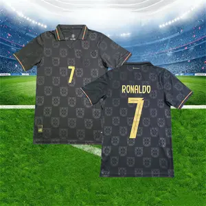 2025 2026 Away Black No.7 Ronaldo Short sleeve Soccer jersey