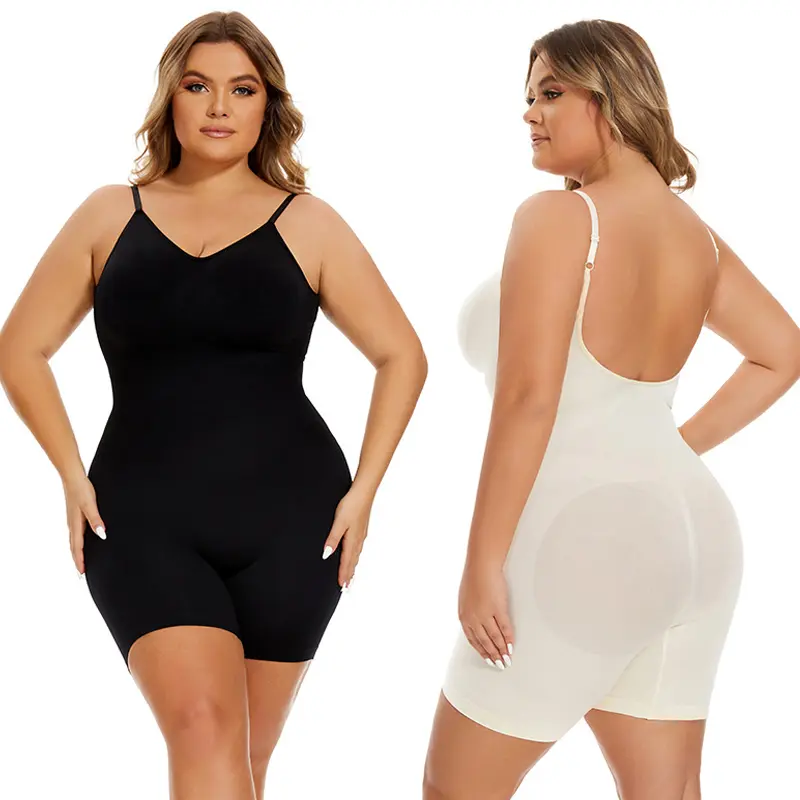 Women Shapewear Bodysuit Tummy Control Butt Lifter Open Back Mid Thigh Seamless Backless Full Body Shaper Comfortable Sheath Corset