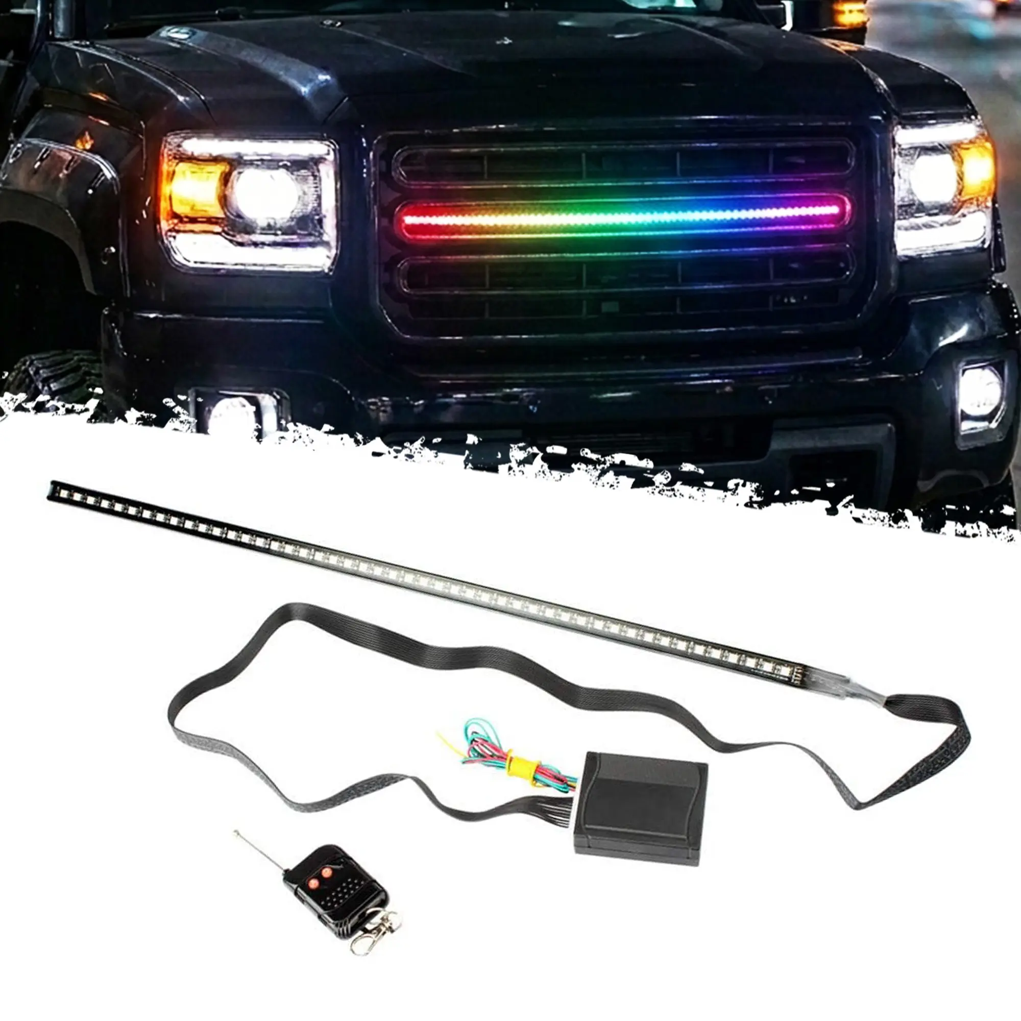 DIBMS RGB 48-Inch 5050 SMD Scanning Knight Rider Light Bar Strip with Remote Control, Turn Signal Third Brake Light, Men's Car Accessory for Tailgating Help & Effective Warning Signals