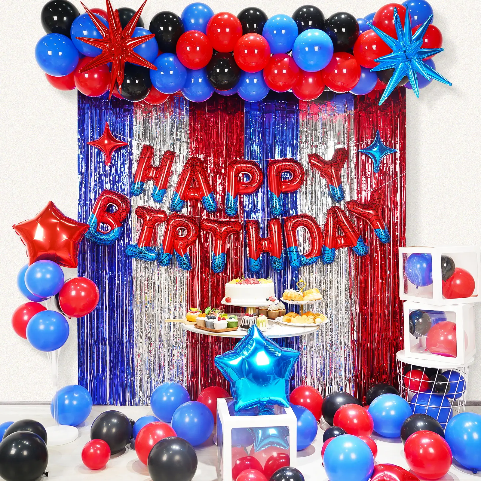 Spider Theme Balloon Arch Kit Birthday Decorations Party Supplies, Happy Birthday Wall Decor