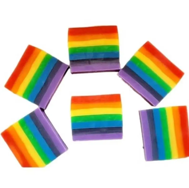 Rainbow Soap | Palm Free Soap | Rainbow Bar Soap | Colorful Soap | Rainbow | Pride Soap | LGBTQ Gift | Pride Bar Soap | Gifts For Him | Gifts for Her Body Care Body Wash Scent Cocoa Pomegranate Comfort Skin Repair Skin Care soap skincare