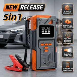 10-in-1 Wireless Car Repair Tools, including 180 PSI air compressor, 12/24V battery boost starter, 8000mAh battery pack, tire pressure monitor, flashlight, inflation accessories, Intelligent jumping box, Vehicle Tire Inflator