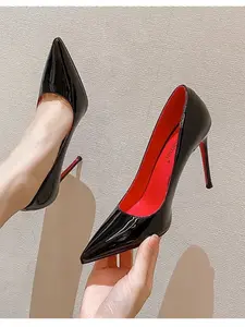 Women's Stiletto High Heel Boots, Pointed Toe Design, Fabric Upper Material, Rubber Sole, All-Season Wear, Elegant Style