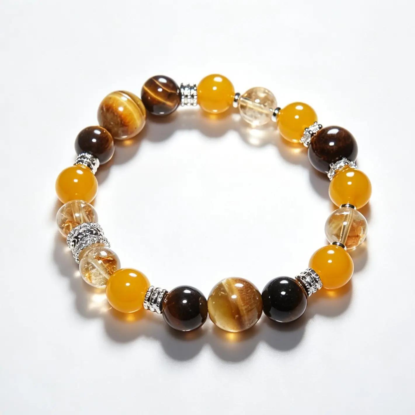 Beaded Gemstone Bracelet with Natural Citrine and Lemon Quartz, Unisex Earth Element Energy Crystal Jewelry, Crystals Bracelets, Dainty Crystal Bracelet