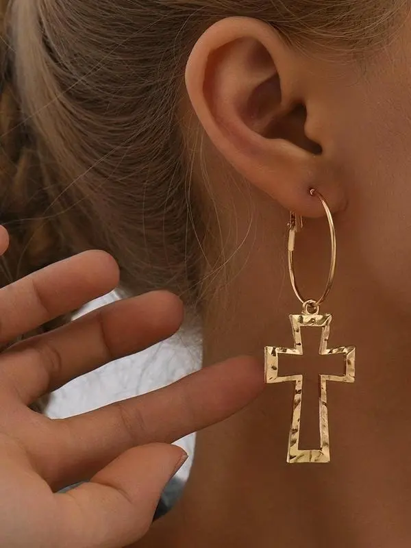 Women's Vintage Cross Crucifix Dangle Earrings - Dainty, Artistic Cocktail Costume Jewelry, Ideal Religious Birthday/Women's Day Gifts for Girlfriend, Cross Crucifix Earrings