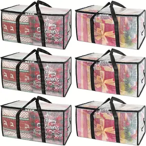 Transparent Visible Large Moving Bag, Storage Handbag with Reinforced Handles, Clothes Organizer for Movers & Home Use, Multifunctional Storage Bag, Space Saving Bags