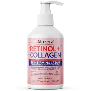 Alozera Skin Firming Retinol Collagen Body Lotion with Stem Cells for Aging Skin and Wrinkles, Non-Greasy, Lightweight Moisturizer, Fragrance-Free, 16.9 fl oz