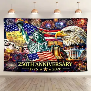 1PC Independence Day Celebration Wall Hanging Fabric for Home Decoration Vibrant Tapestry for Living Room Bedroom Festive Atmosphere Booster for Gatherings and Celebrations 250th Anniversary