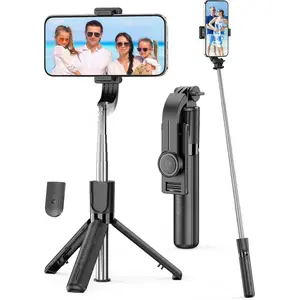 Portable Selfie Stick 4 in 1 Extendable Phone Tripod Stand with Detachable Wireless Remote & 360° Rotating Phone Holder Compatible with iPhone 16/15/14/13 Pro/Android/Gopro