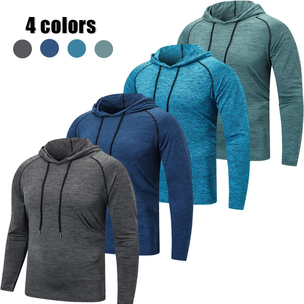 Men's Athletic Hoodies Long Sleeve Fishing Shirts Men's Gym Workout  UPF 50+ SPF UV Sun Protection Shirts Pullover Lightweight Hoodie Casual Hooded Sweatshirts Rash Guard Set Rashguards compression shirts